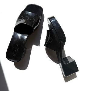 GUCCI Rubber Black Platform Slide Sandals 36, 6